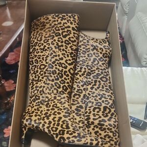 Leopard Print Knee-High Boots